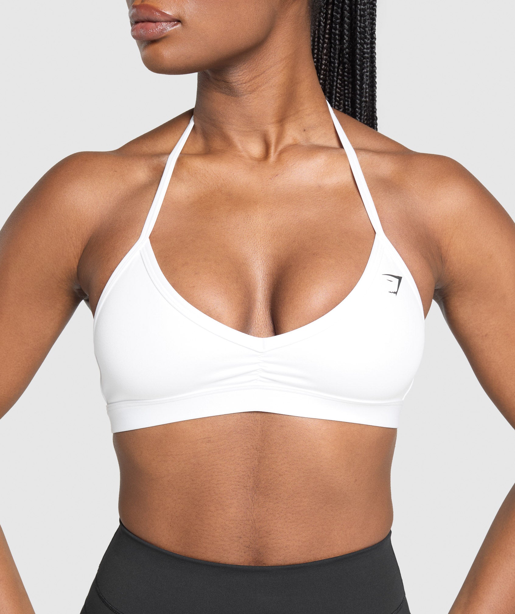 Minimal Halterneck Sports Bra - White