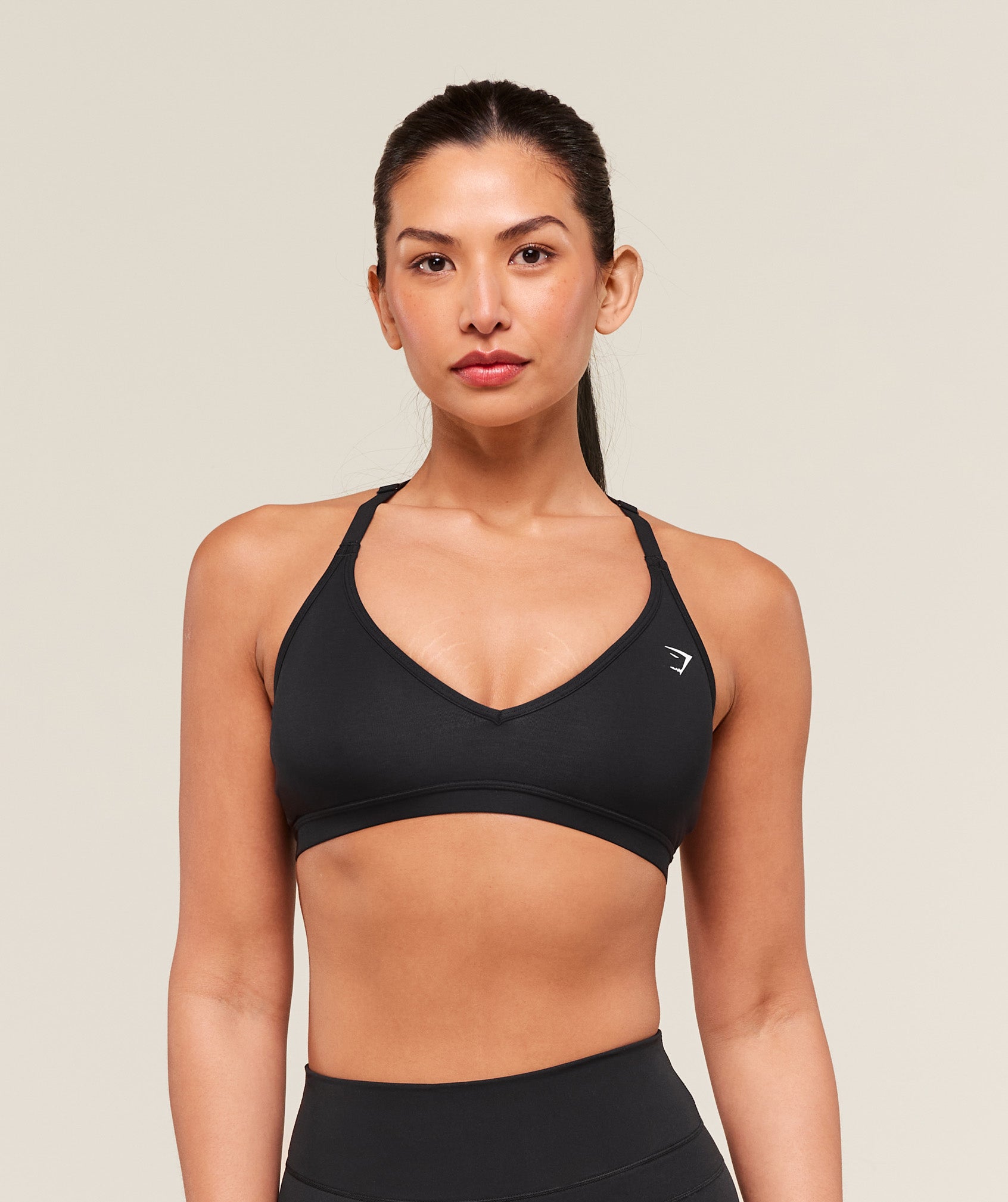 Cotton Racerback Sports Bra - Black