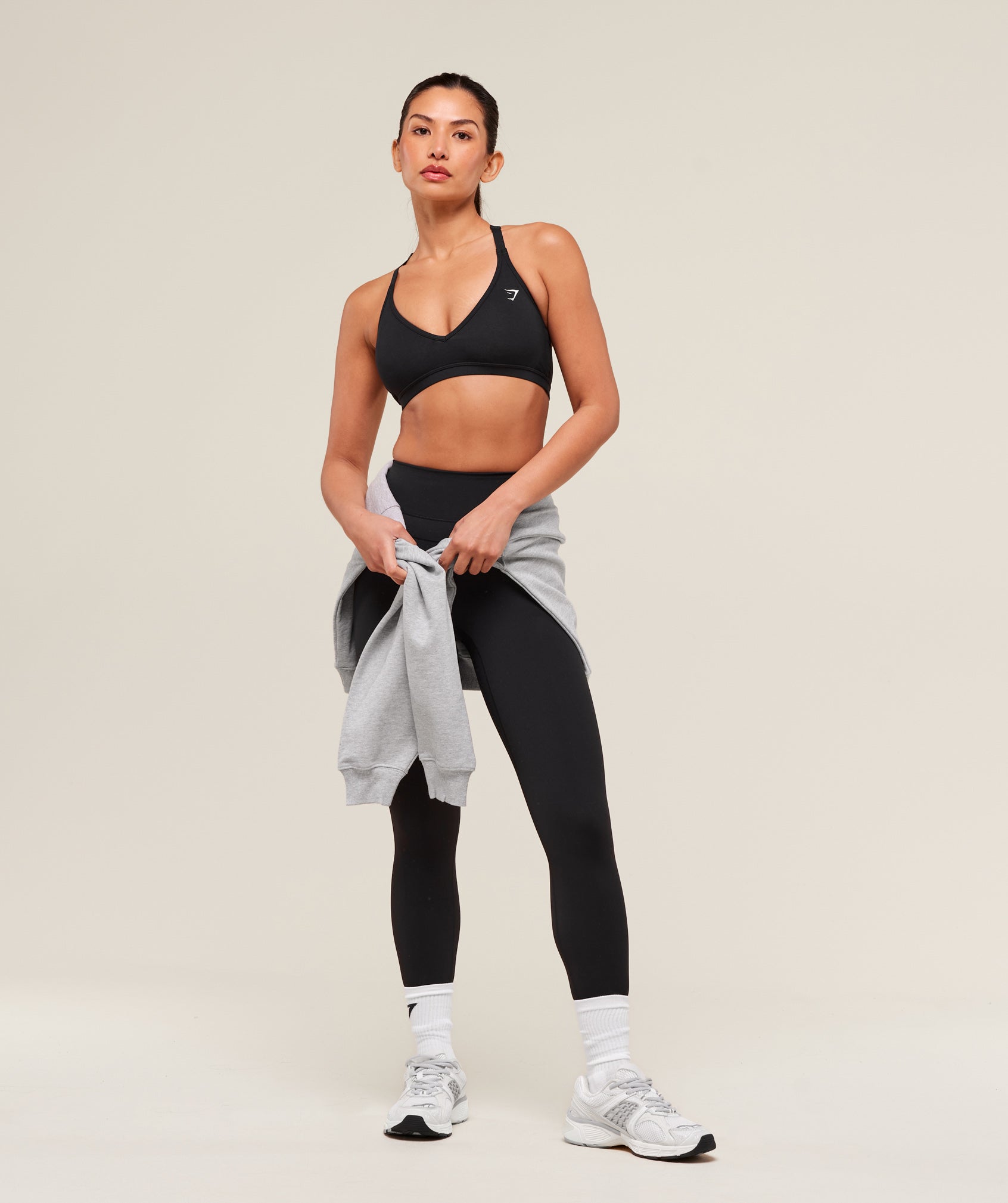 Cotton Racerback Sports Bra - Black
