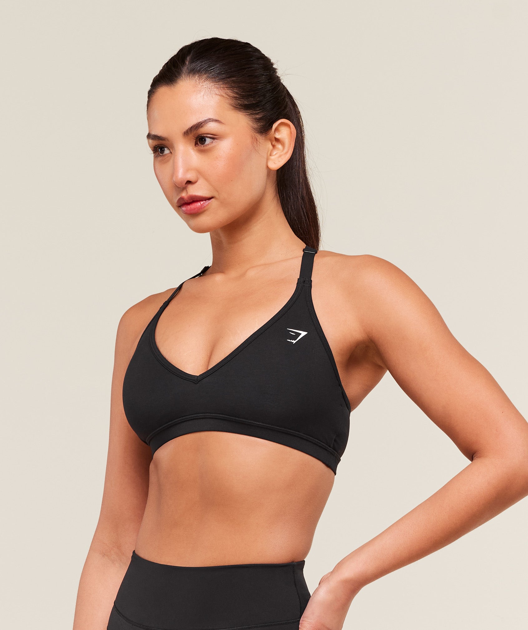 Cotton Racerback Sports Bra - Black