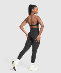 Minimal Halterneck Sports Bra - Black
