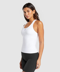 Everyday Racer Back Tank With Shelf - White
