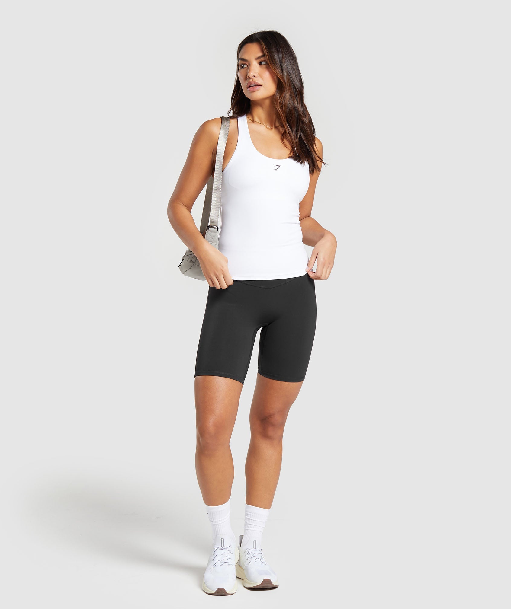 Everyday Racer Back Tank With Shelf - White