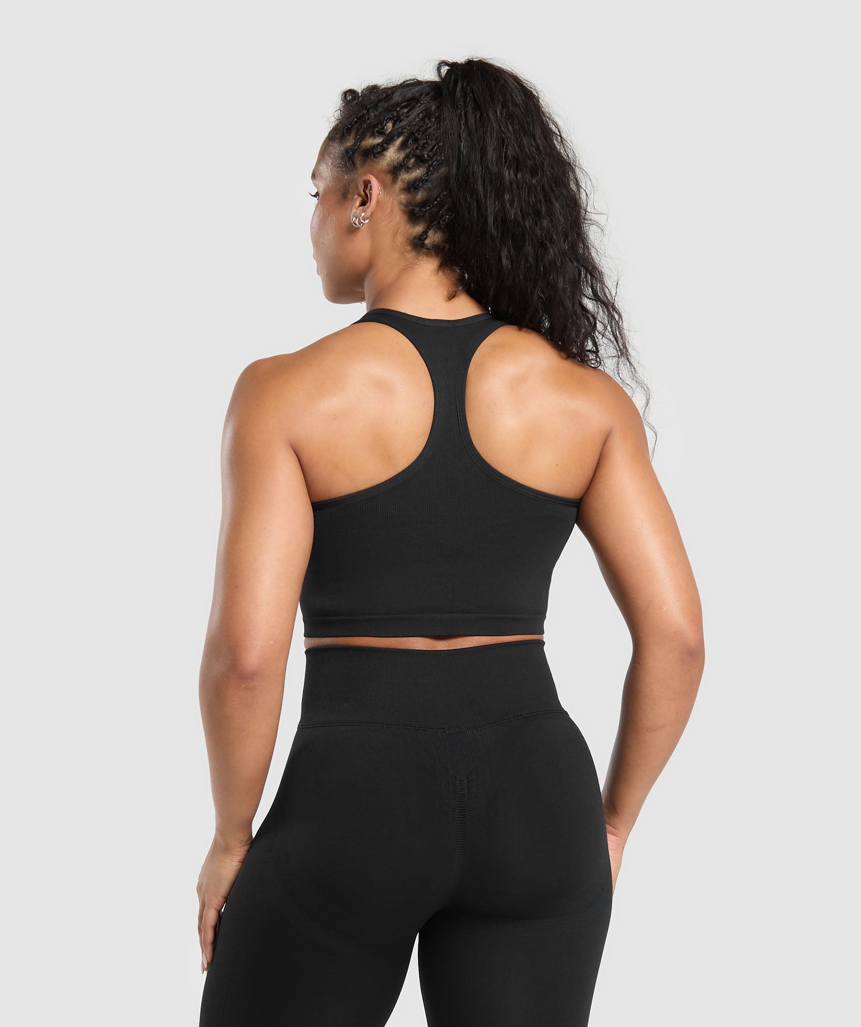 Lift Seamless Midi Tank With Shelf - Black/Black Marl