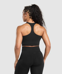 Lift Seamless Midi Tank With Shelf - Black/Black Marl