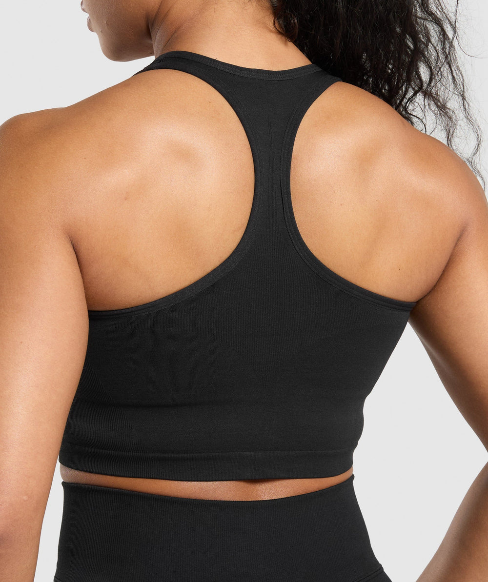 Lift Seamless Midi Tank With Shelf - Black/Black Marl