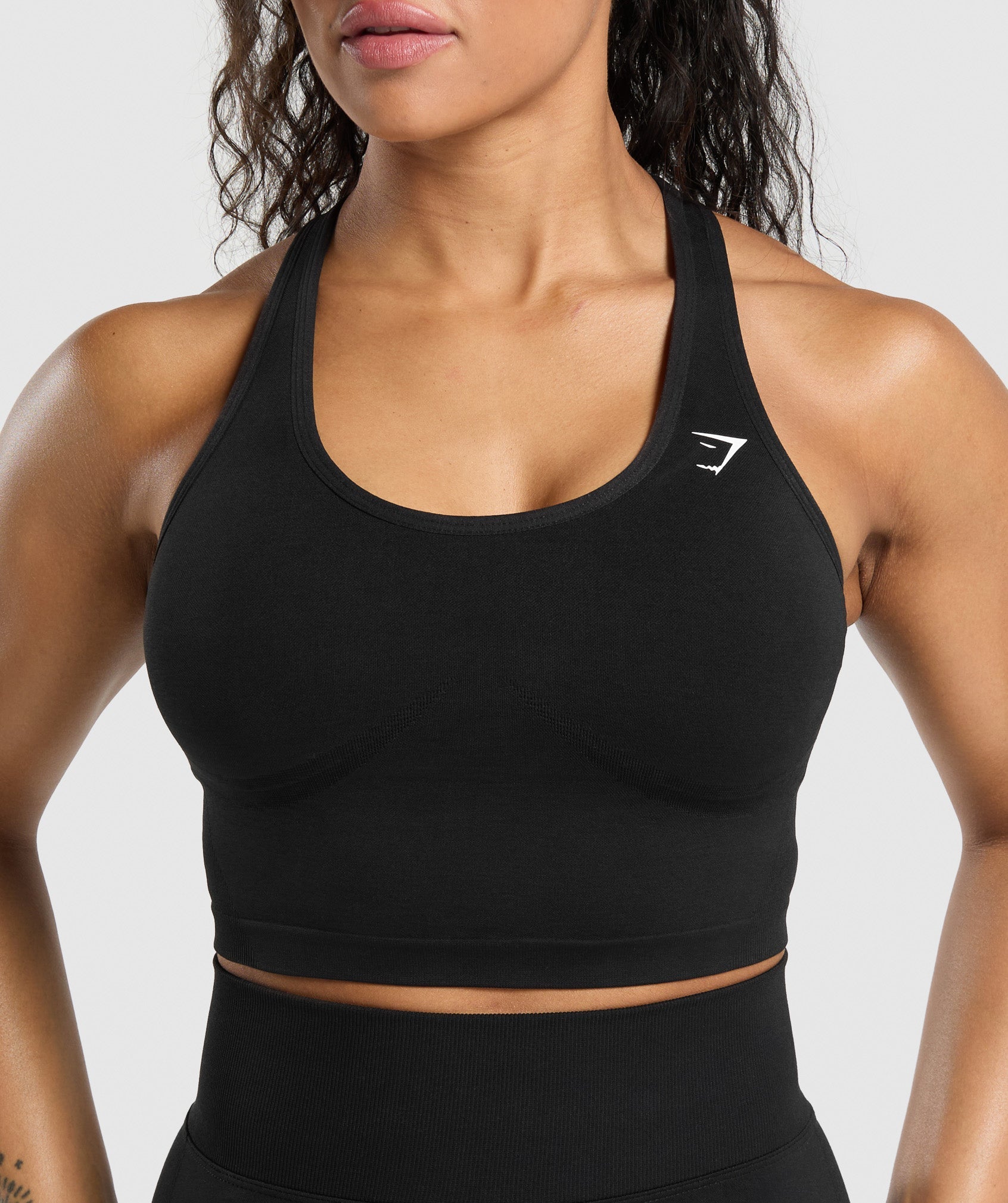 Lift Seamless Midi Tank With Shelf - Black/Black Marl