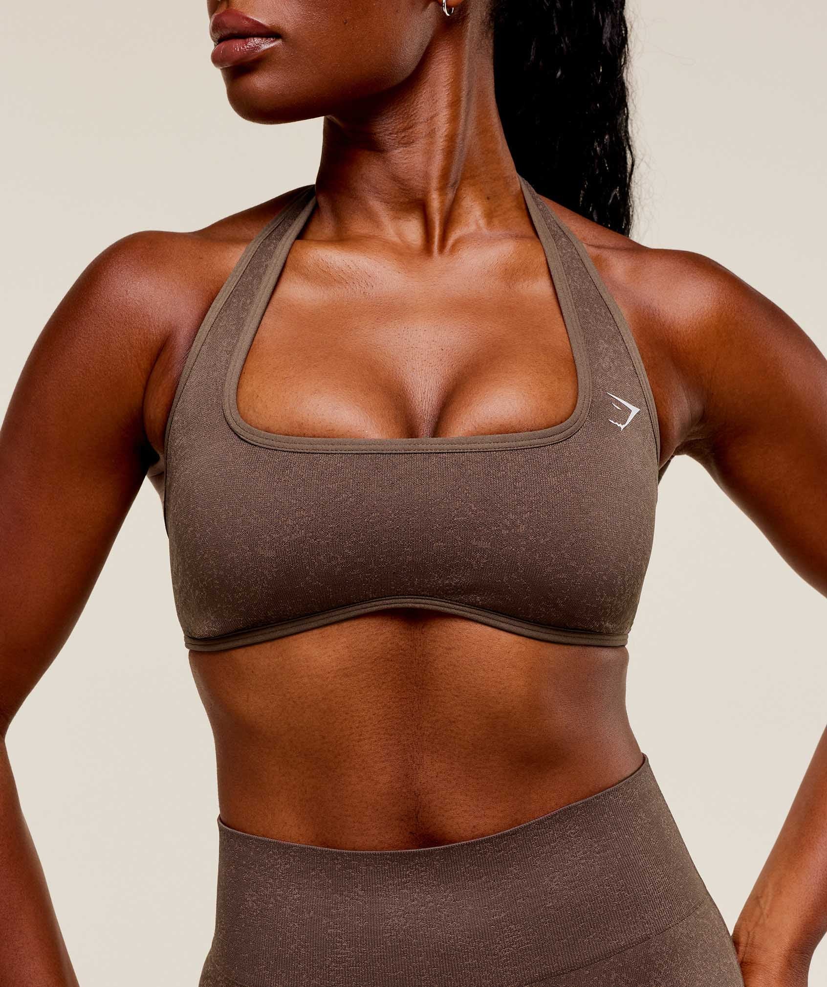 Adapt Fleck x Whitney Halterneck Sports Bra - Soft Brown/Chestnut Pink
