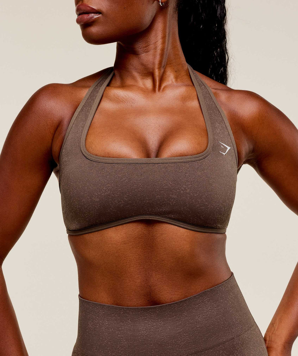 Adapt Fleck x Whitney Halterneck Sports Bra - Soft Brown/Chestnut Pink