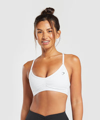 Ruched Strappy Sports Bra - White