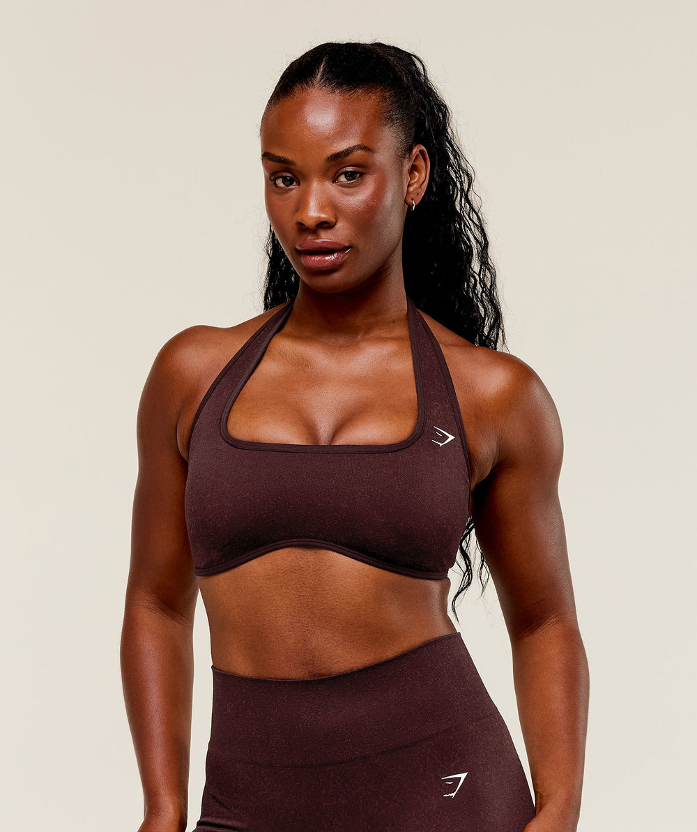 Adapt Fleck x Whitney Halterneck Sports Bra - Cherry Purple/Rich Maroon