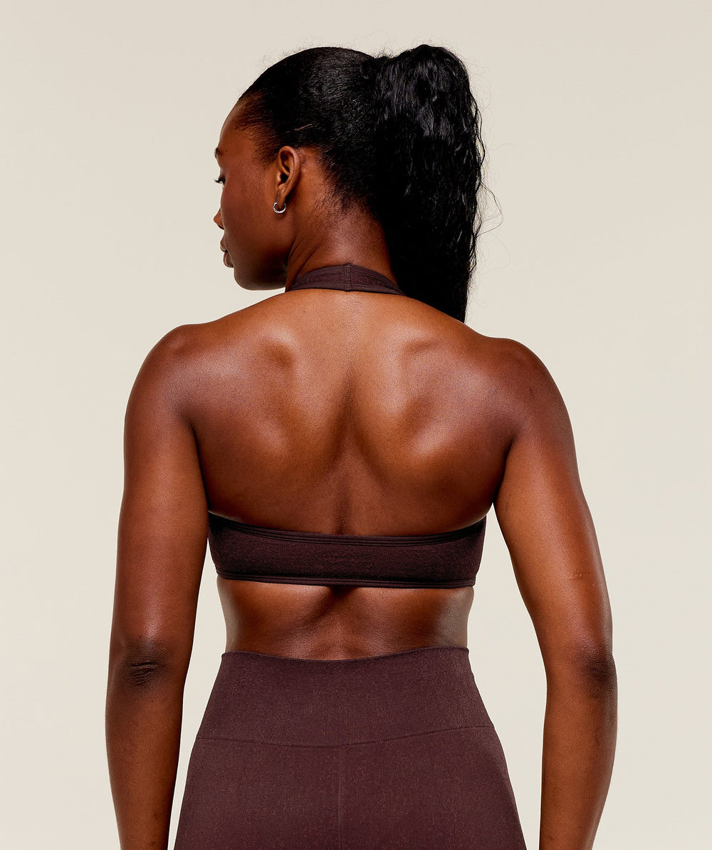 Adapt Fleck x Whitney Halterneck Sports Bra - Cherry Purple/Rich Maroon