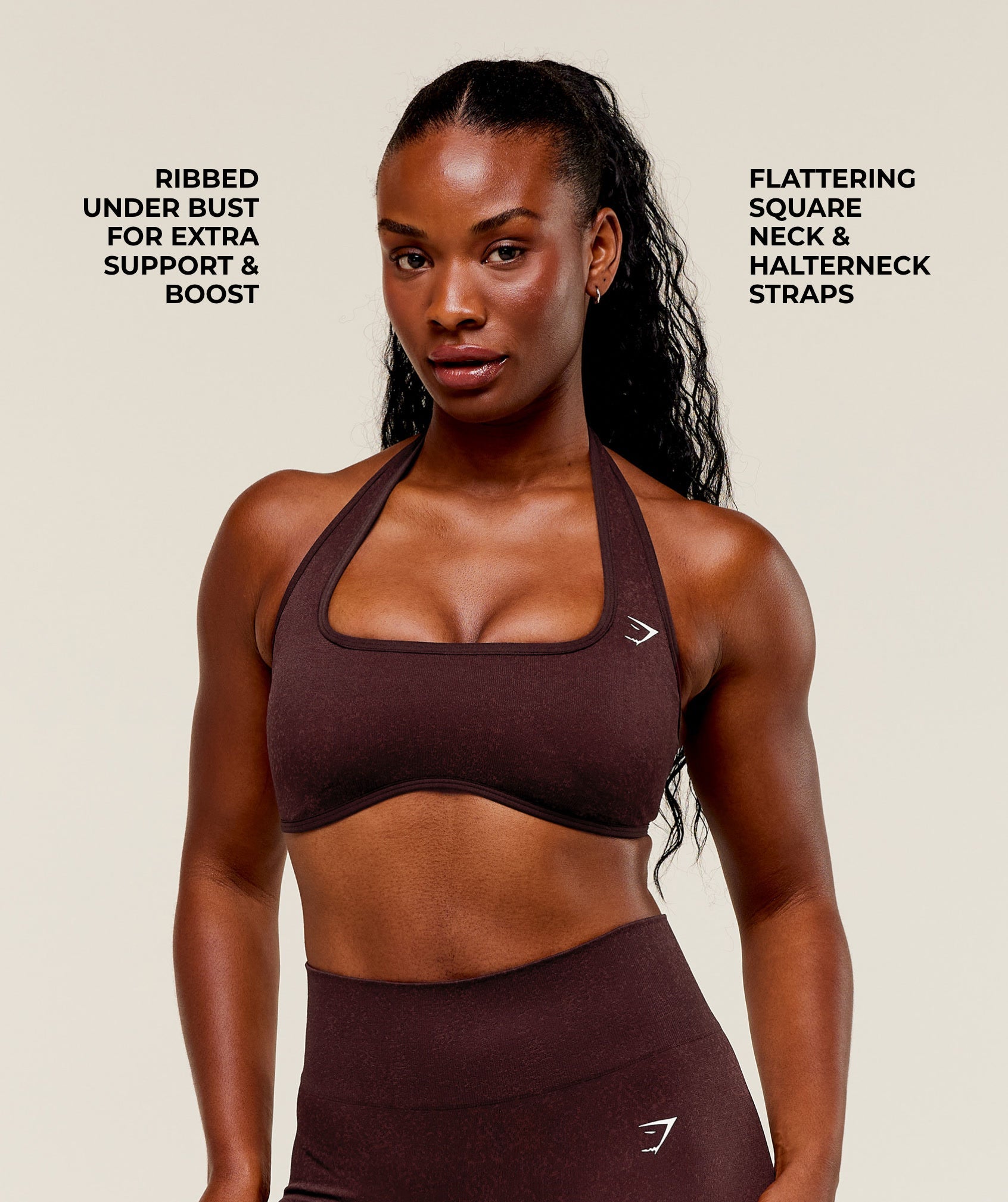Adapt Fleck x Whitney Halterneck Sports Bra - Cherry Purple/Rich Maroon