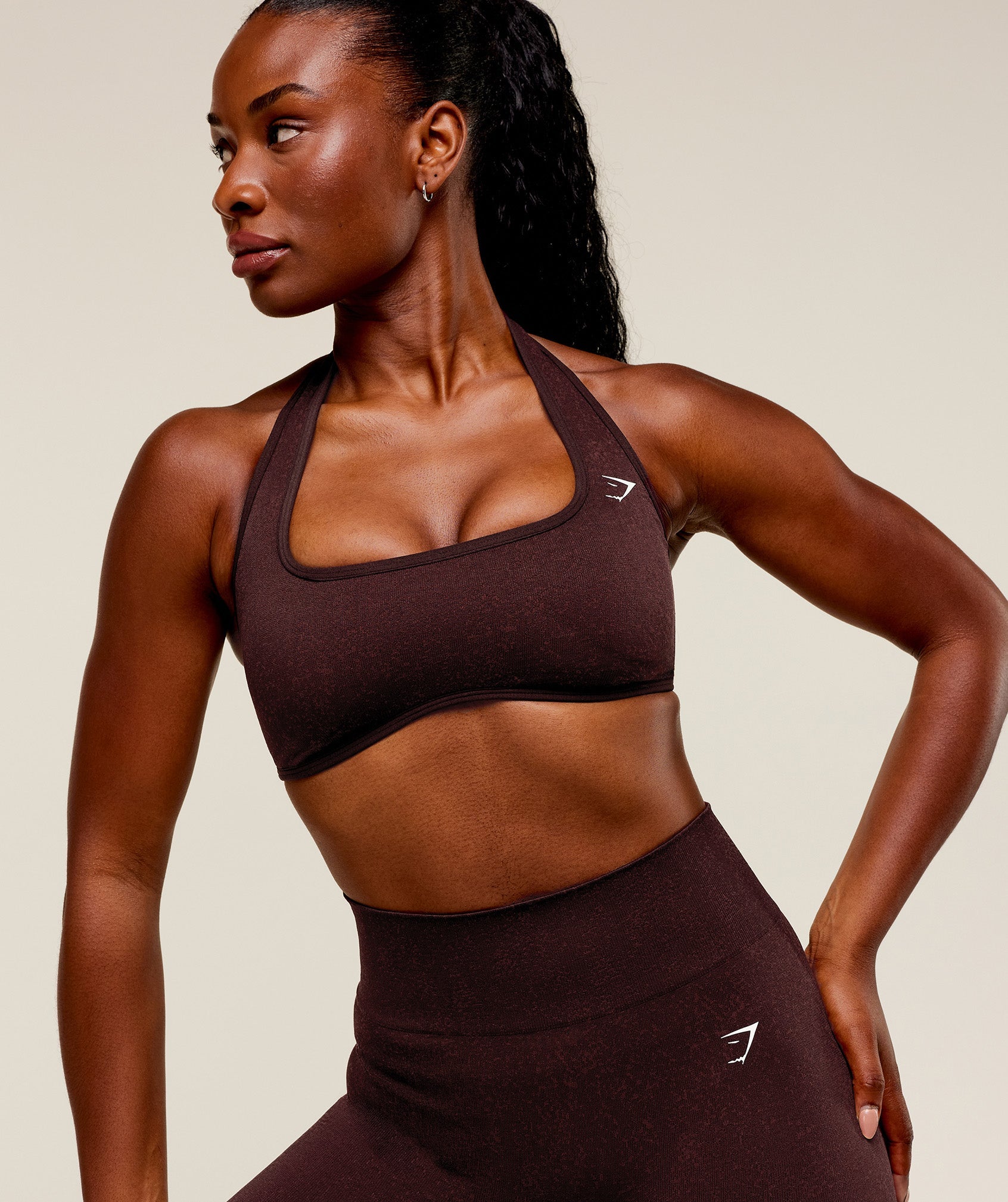 Adapt Fleck x Whitney Halterneck Sports Bra - Cherry Purple/Rich Maroon
