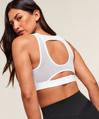 Mesh Back Sports Bra - White