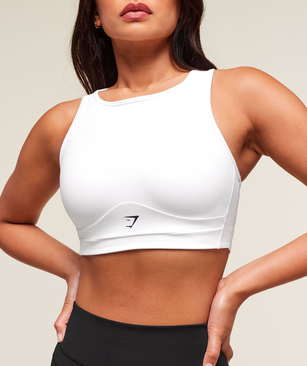Mesh Back Sports Bra - White