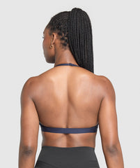 Minimal Halterneck Sports Bra - Heavy Blue