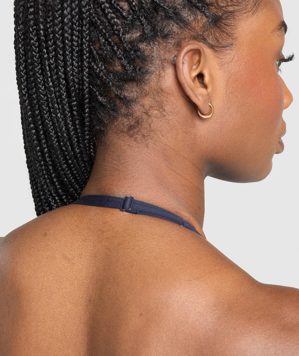 Minimal Halterneck Sports Bra - Heavy Blue