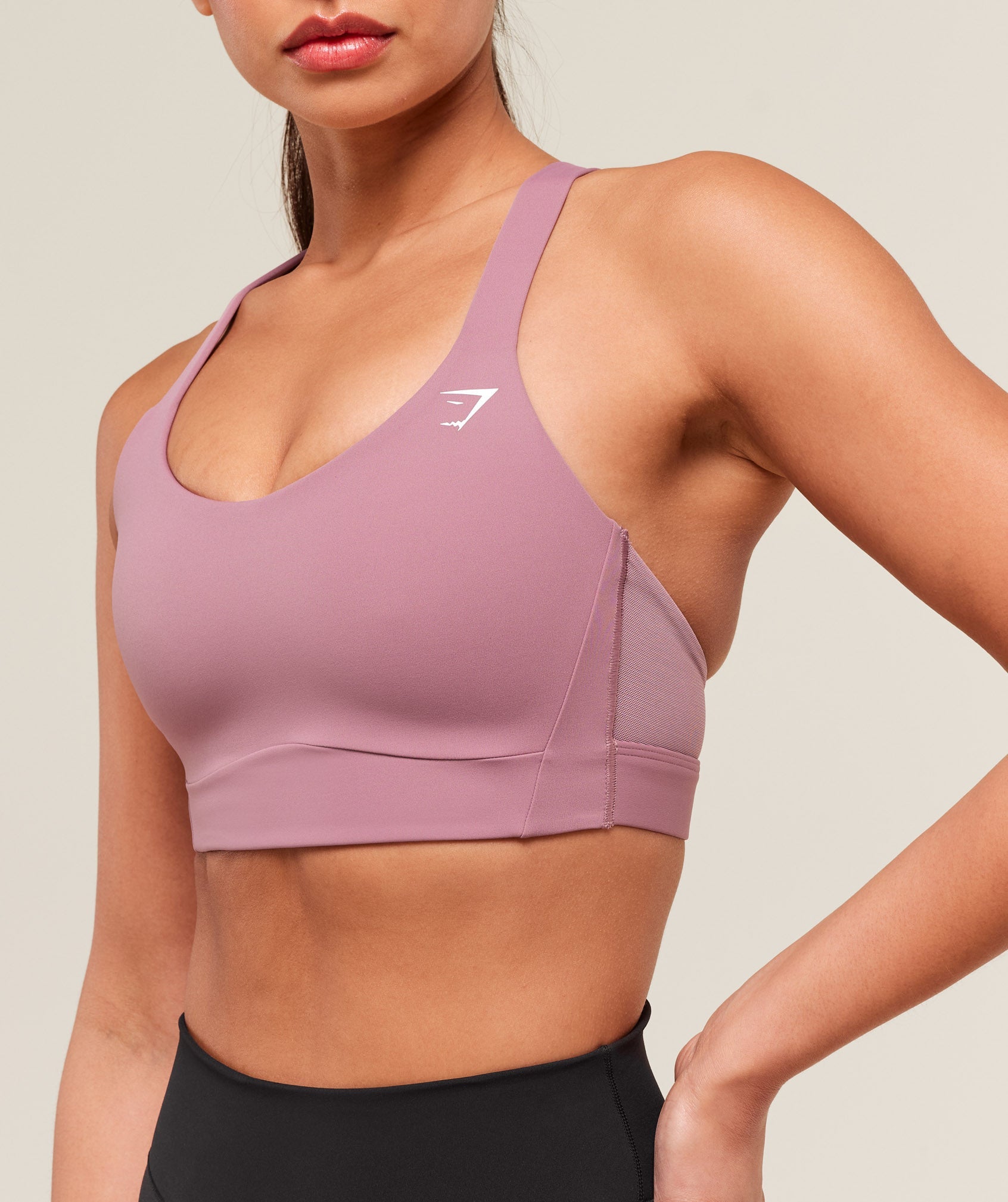 Crossover Strap High Support Sports Bra - Calm Pink