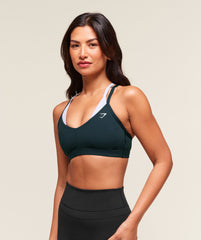 Double Up Sports Bra - Deep Petrol Blue/Smoke Blue