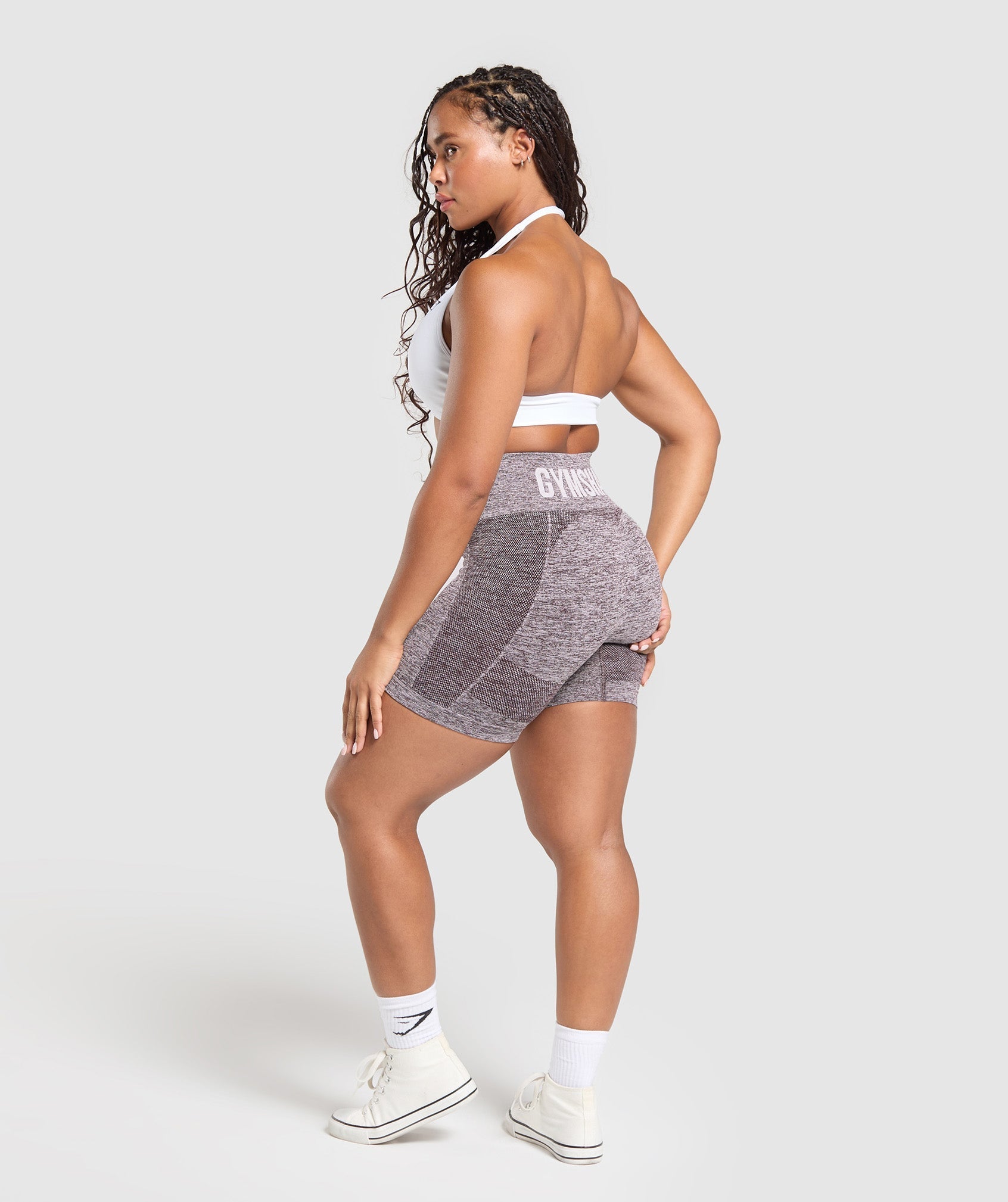 Flex Shorts - Plum Brown/White Marl