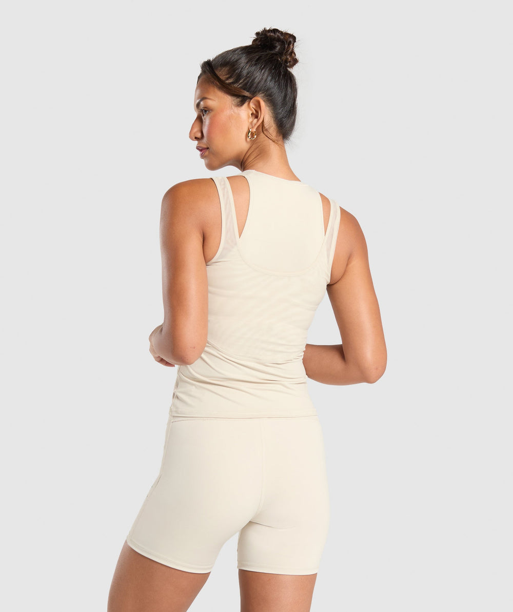 Elevate Tattoo Graphic Tank With Shelf - Cream Beige