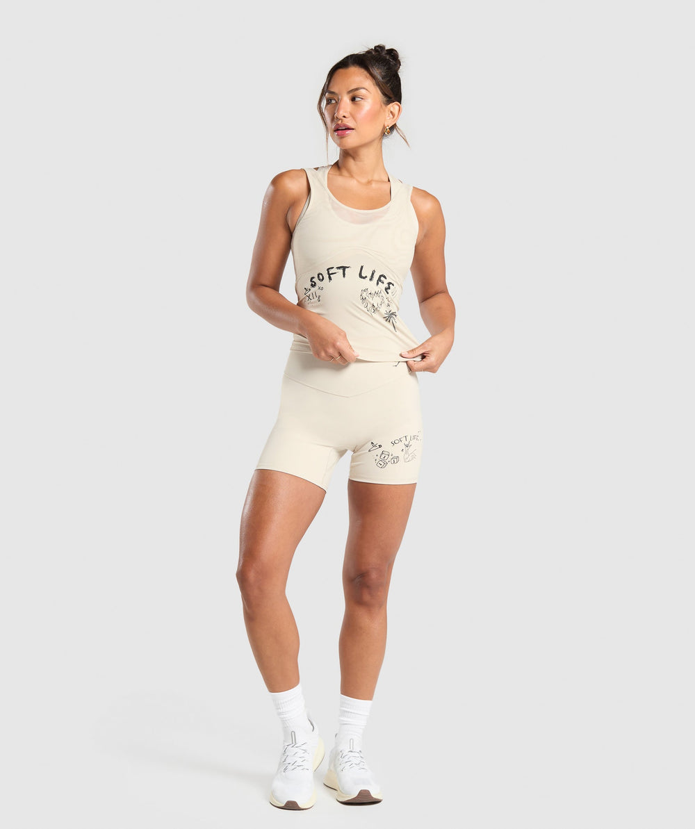 Elevate Tattoo Graphic Tank With Shelf - Cream Beige