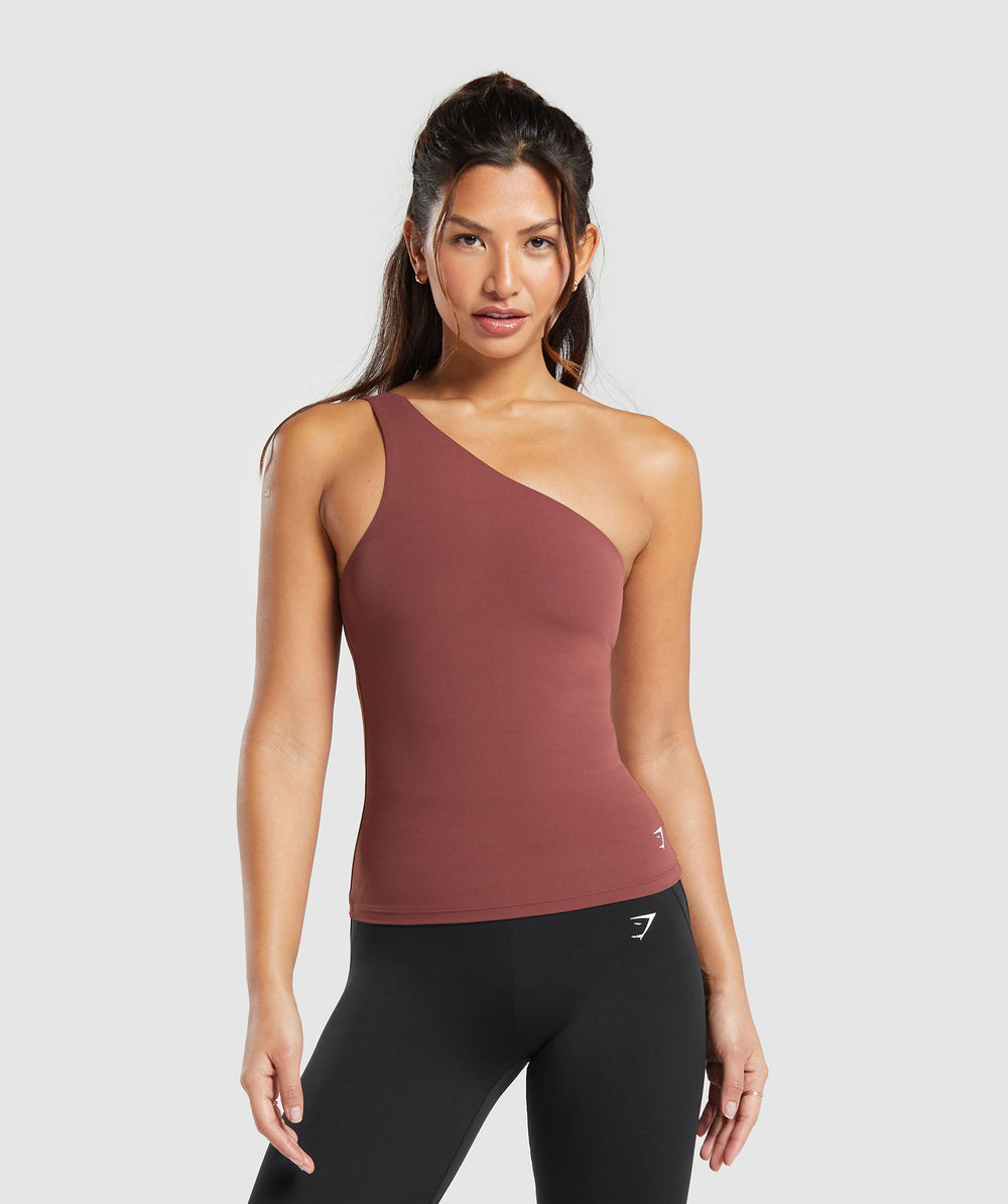 Asymmetric Shelf Tank - Burgundy Brown