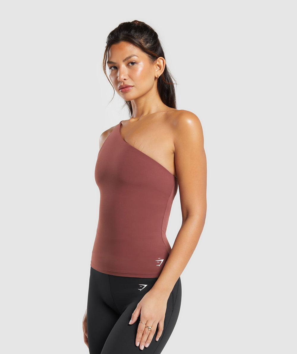 Asymmetric Shelf Tank - Burgundy Brown