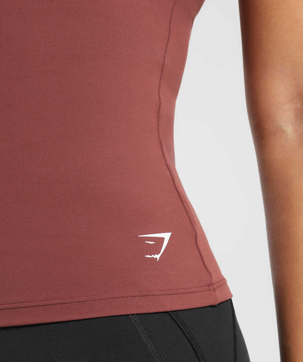 Asymmetric Shelf Tank - Burgundy Brown