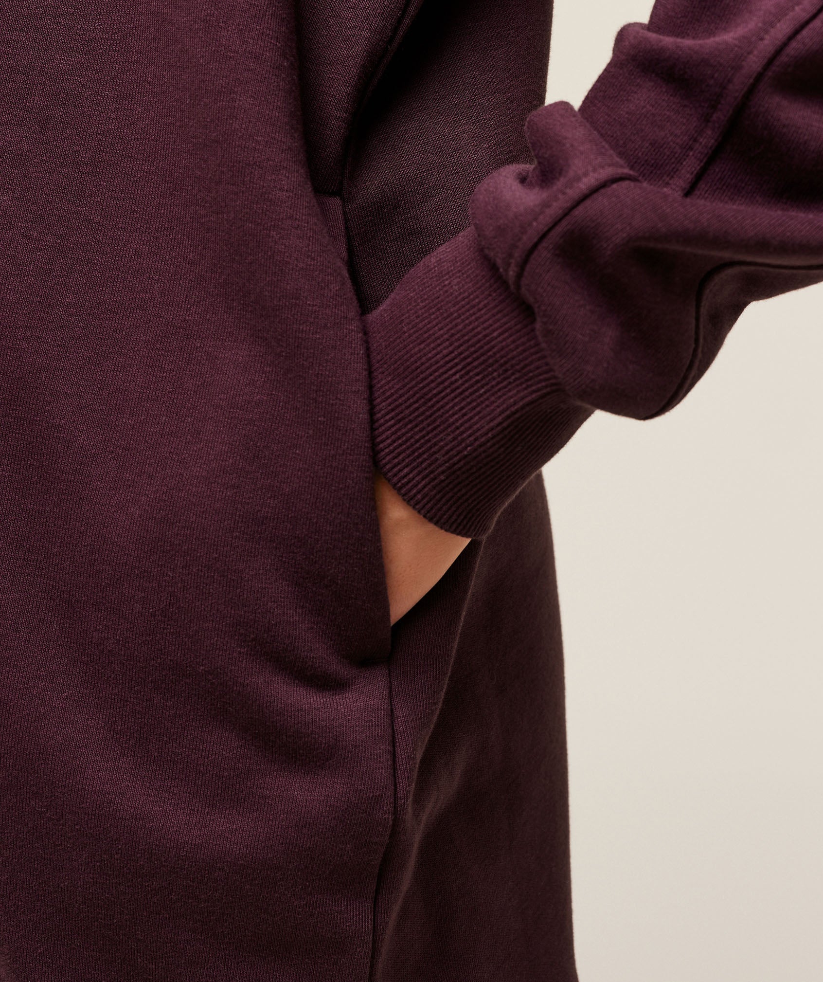 Covered Longline Zip Up Hoodie - Cherry Purple