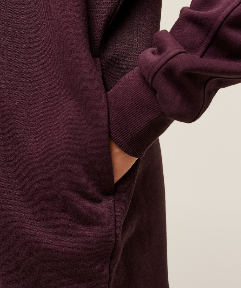 Covered Longline Zip Up Hoodie - Cherry Purple