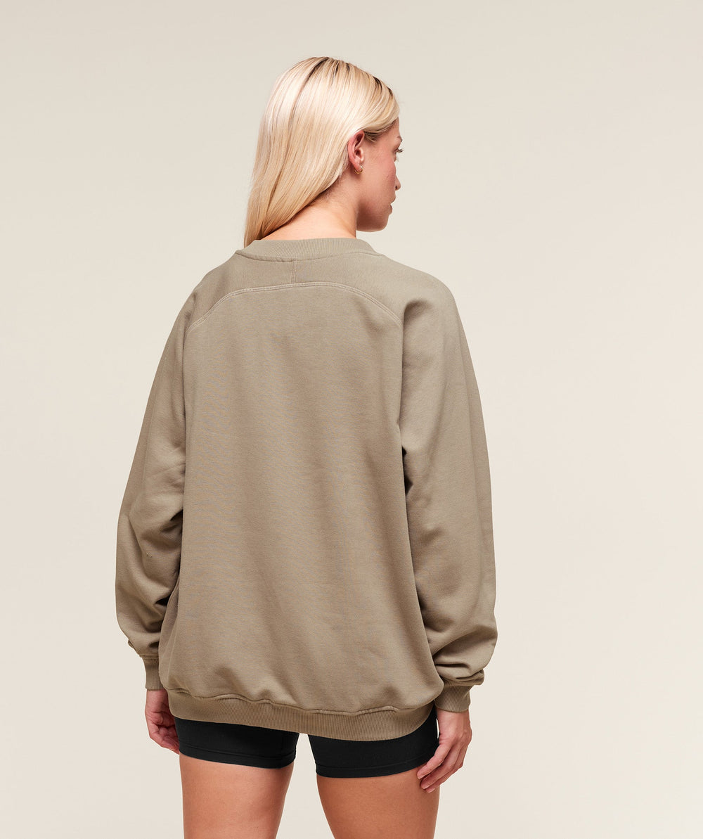Training Oversized Fleece Sweatshirt - Lifestyle Brown