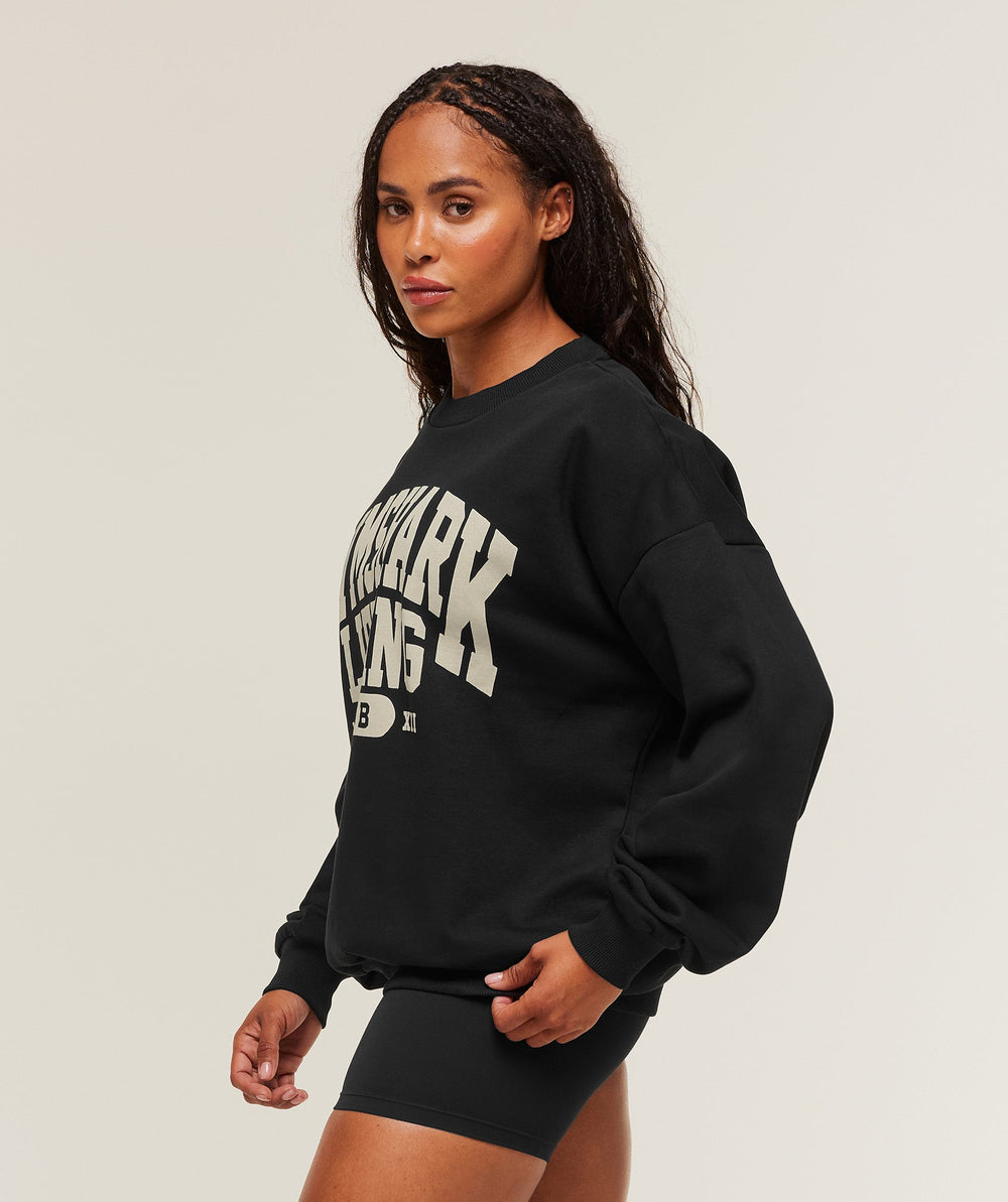 Lifting Club Graphic Oversized Crew Neck - Black