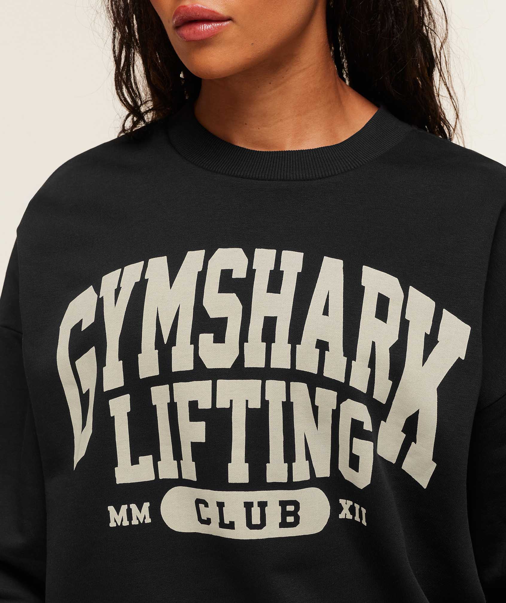 Lifting Club Graphic Oversized Crew Neck - Black