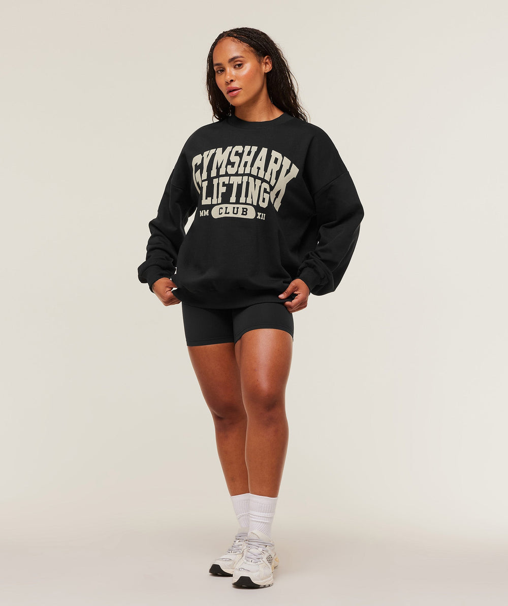 Lifting Club Graphic Oversized Crew Neck - Black