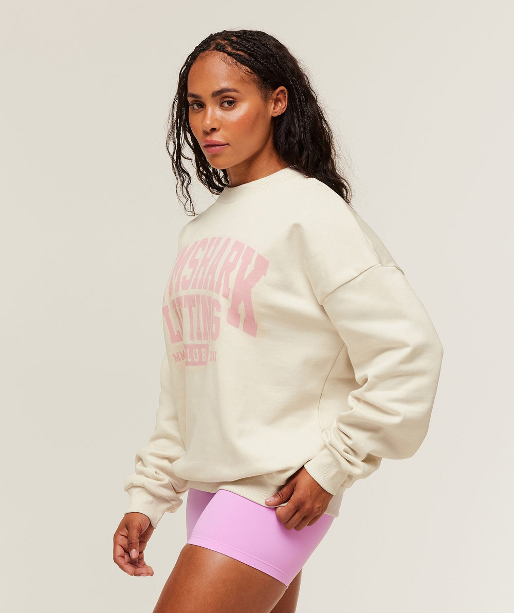 Lifting Club Graphic Oversized Crew Neck - Oat White