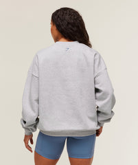 Lifting Club Graphic Oversized Crew Neck - Light Grey Core Marl
