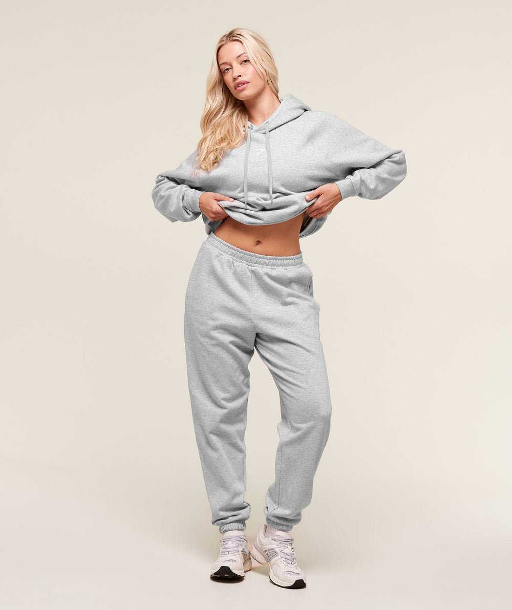 Training Oversized Fleece Hoodie - Light Grey Core Marl