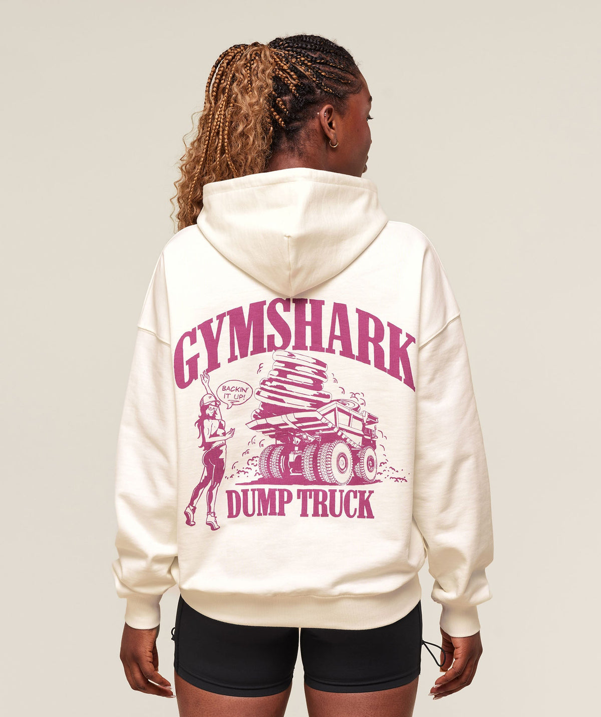 Dump Truck Graphic Hoodie - Soft White