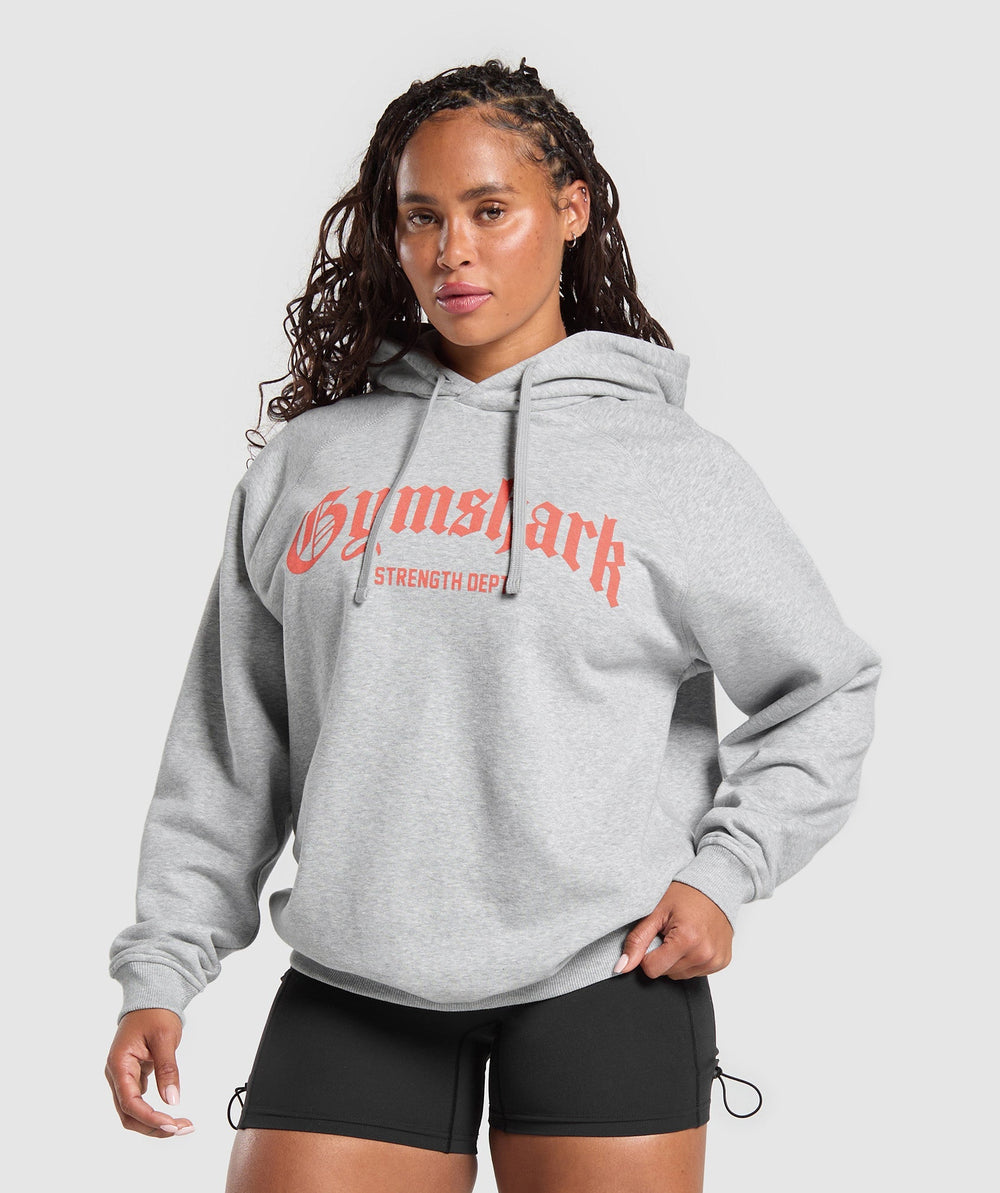 Strength Department Graphic Hoodie - Light Grey Core Marl