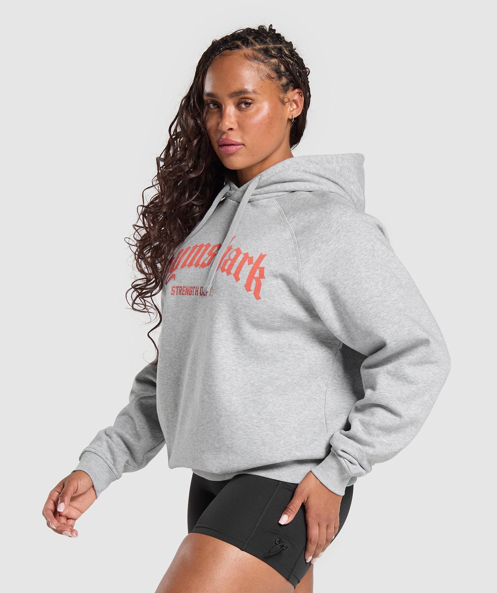 Strength Department Graphic Hoodie - Light Grey Core Marl