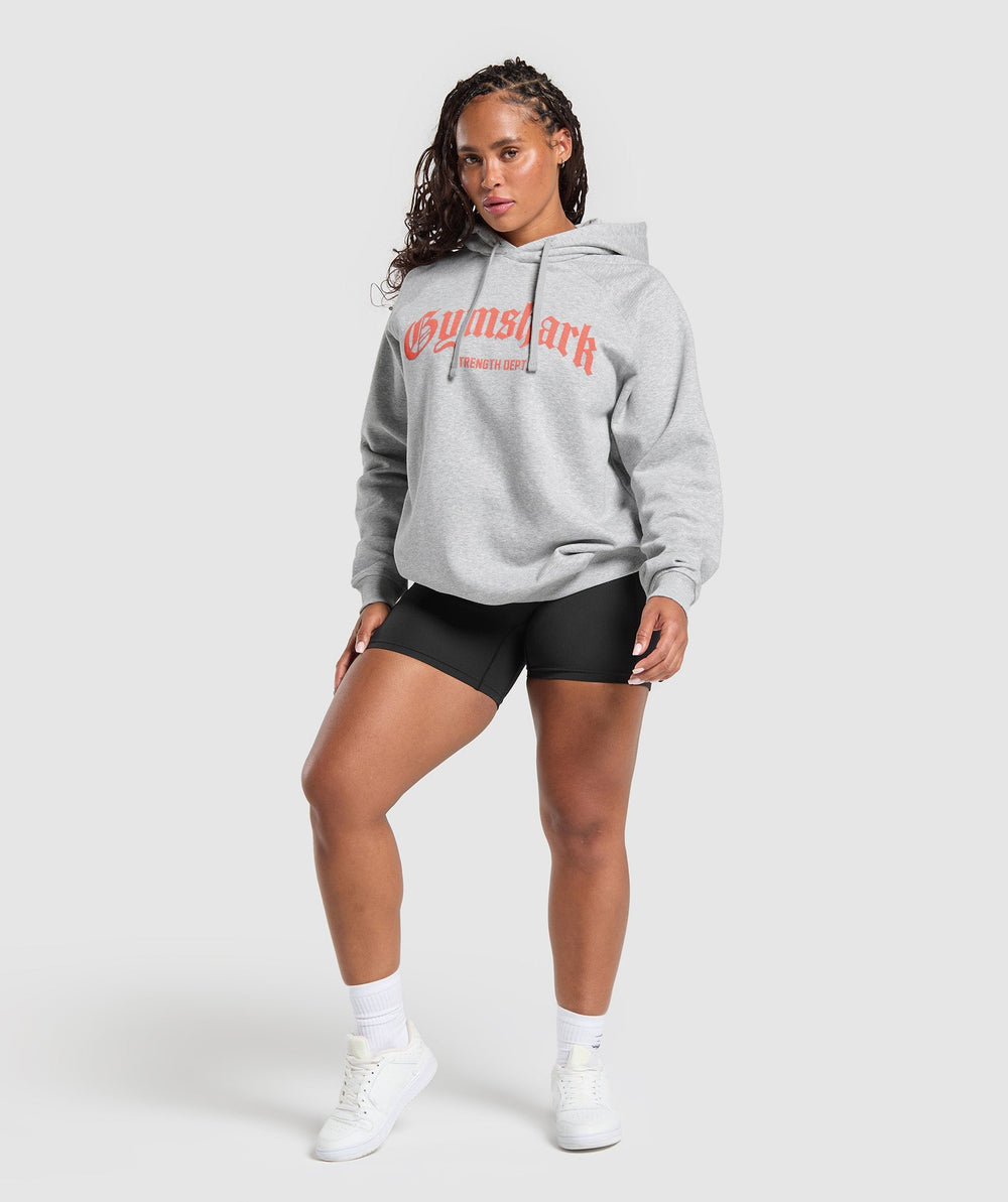 Strength Department Graphic Hoodie - Light Grey Core Marl