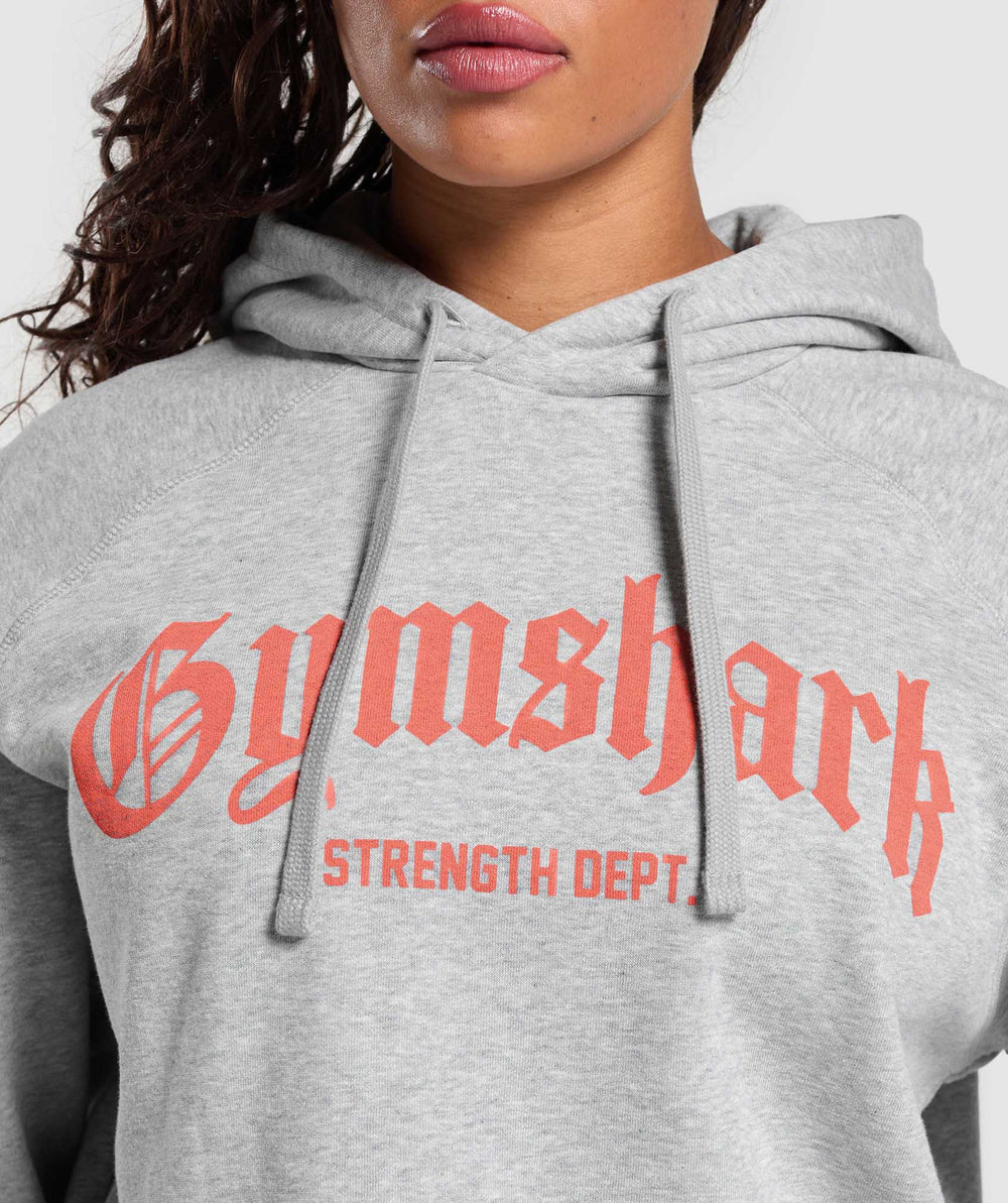 Strength Department Graphic Hoodie - Light Grey Core Marl