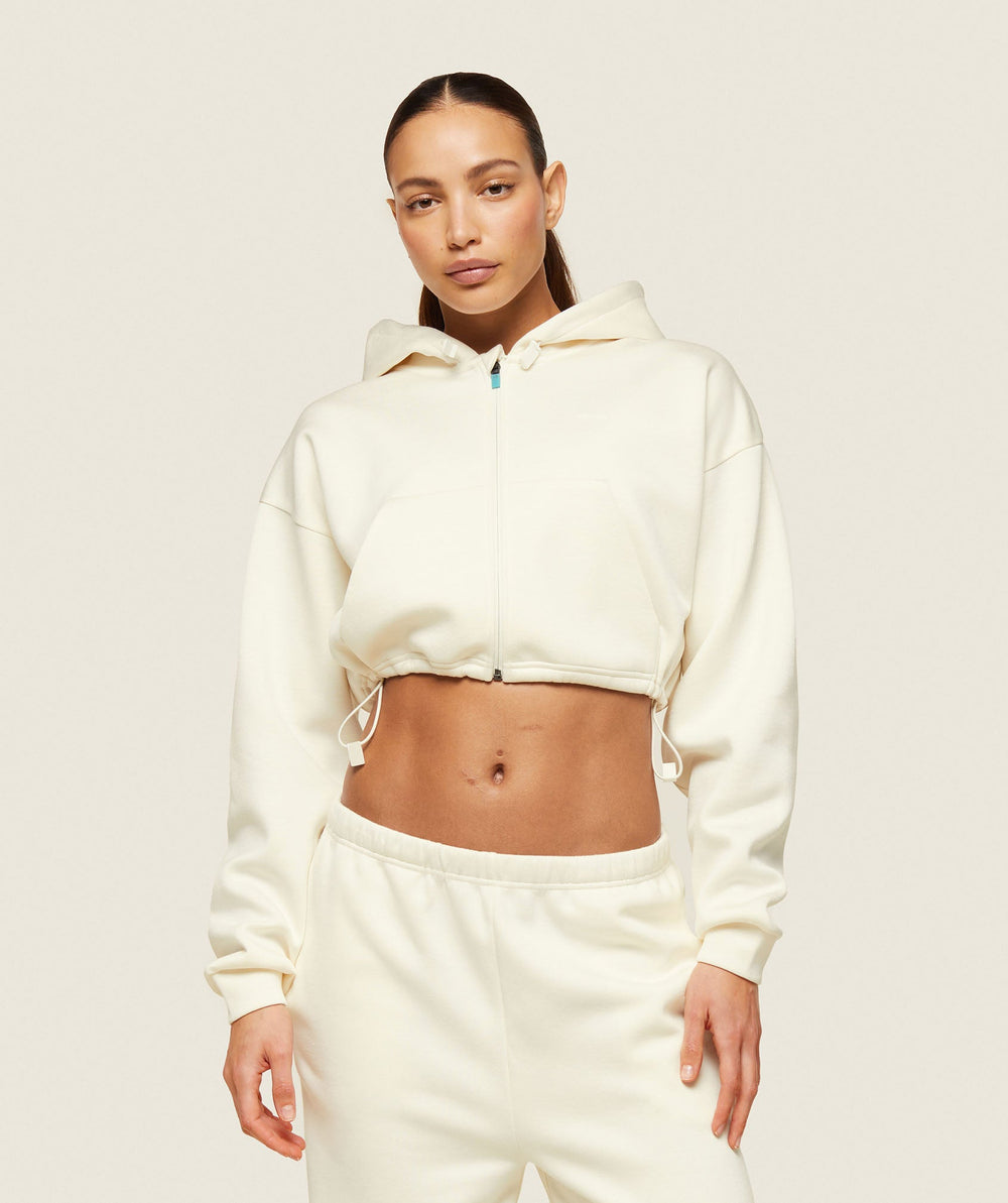 everywear Tech Cropped Hoodie - Soft White