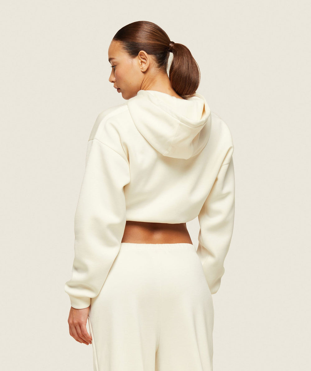 everywear Tech Cropped Hoodie - Soft White
