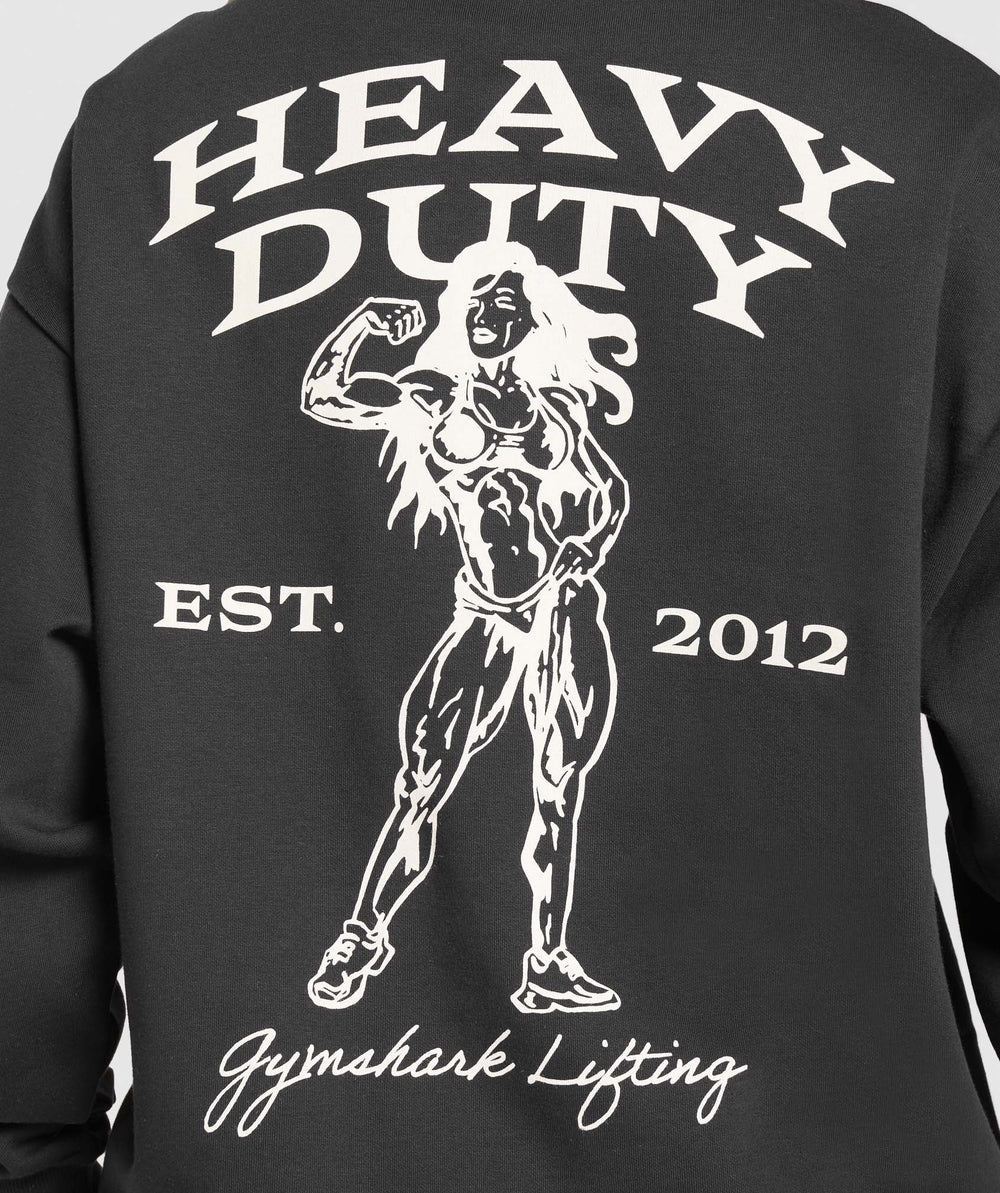 Heavy Duty Graphic Oversized Pullover - Black