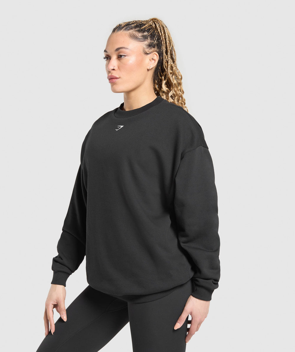 Heavy Duty Graphic Oversized Pullover - Black