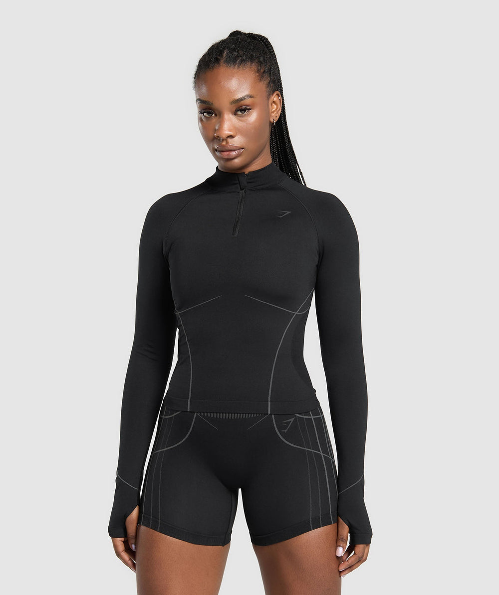 Apex Seamless 1/4 Zip Pullover - Black/Graphite Grey