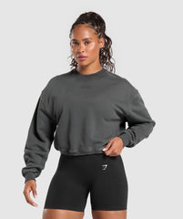 Gains Washed Loopback Crew Neck - Asphalt Grey/Black